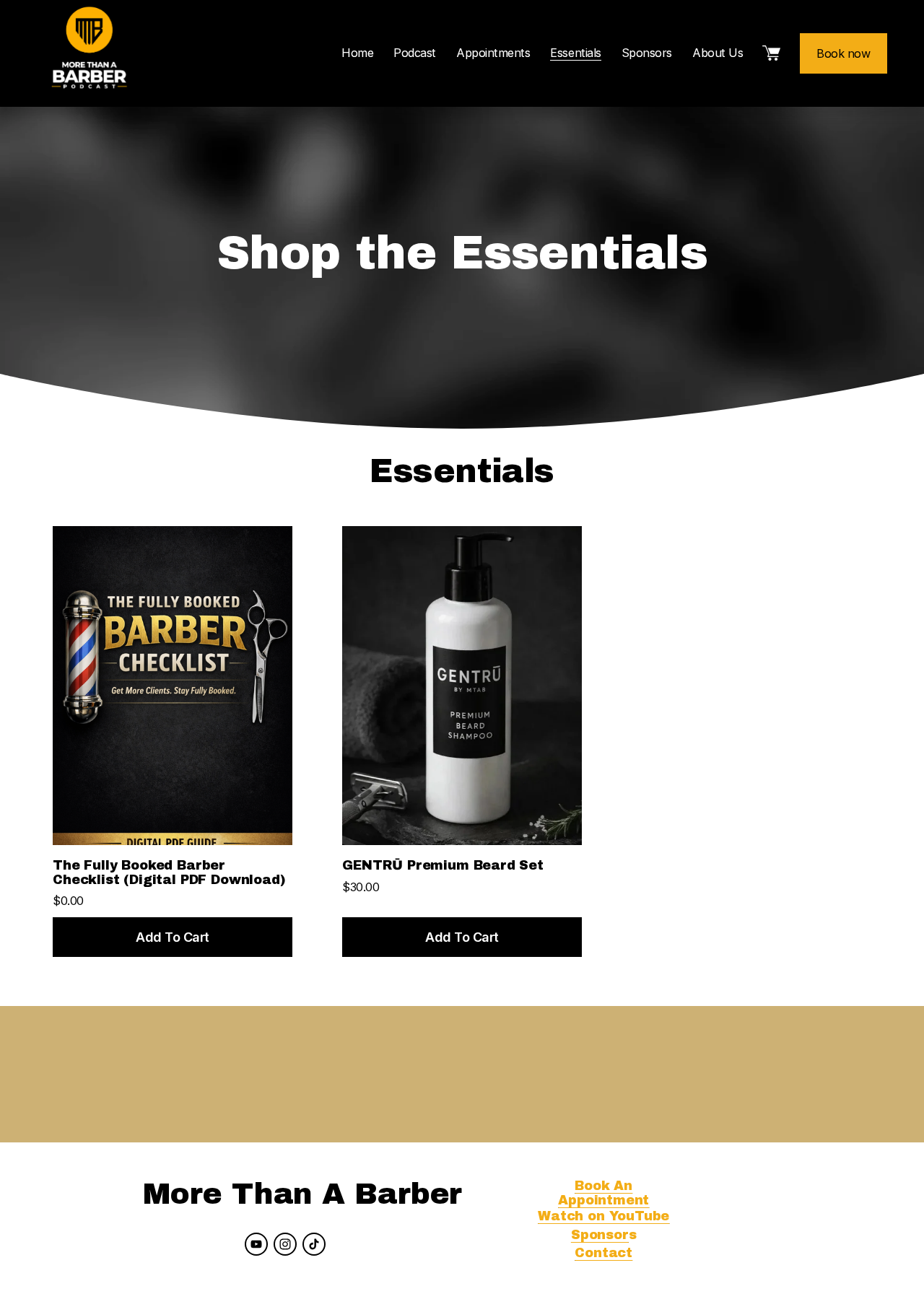 Essentials ecommerce storefront — desktop