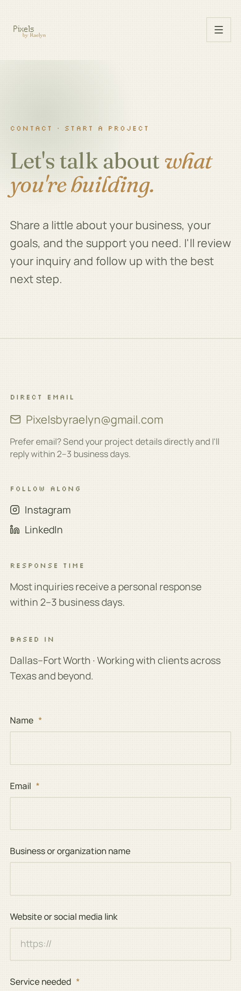 Contact form — mobile