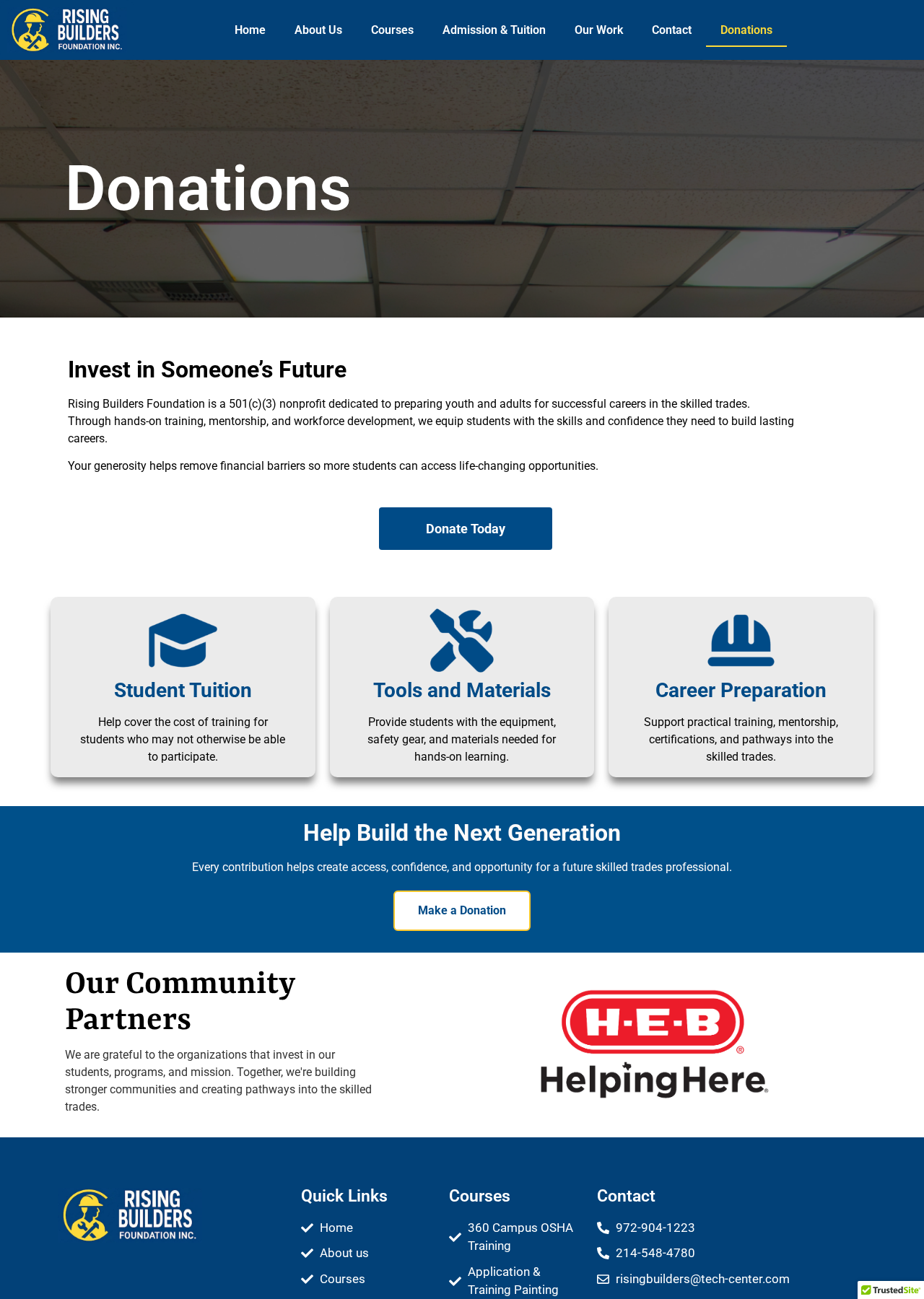 Donations — desktop